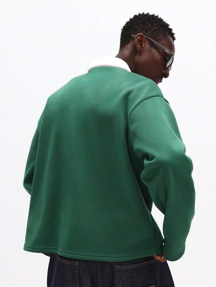 Long Sleeve Polo With White Collar