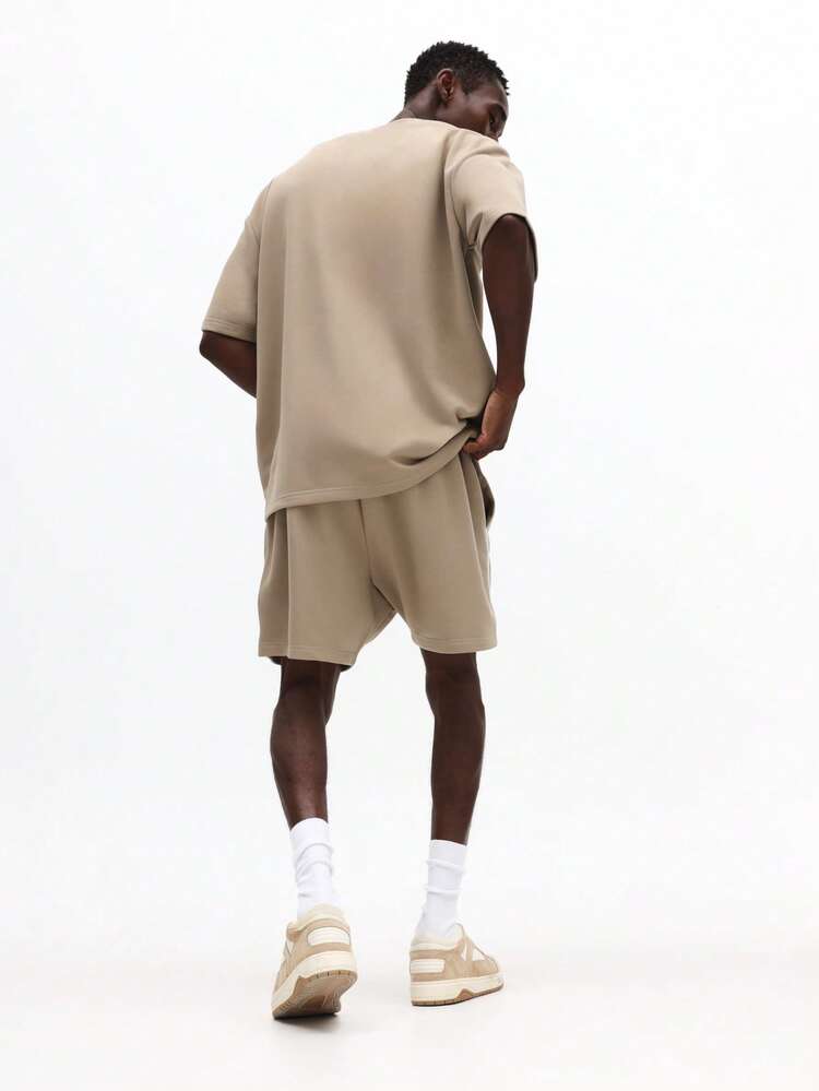 Oversized T-Shirt And Shorts Set With Contrast Piping