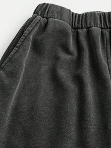 Tween Girl Fitted Short Sleeve Crew Neck T-Shirt And Loose Wide Leg Knit Pants Set - Dark Grey - View 5