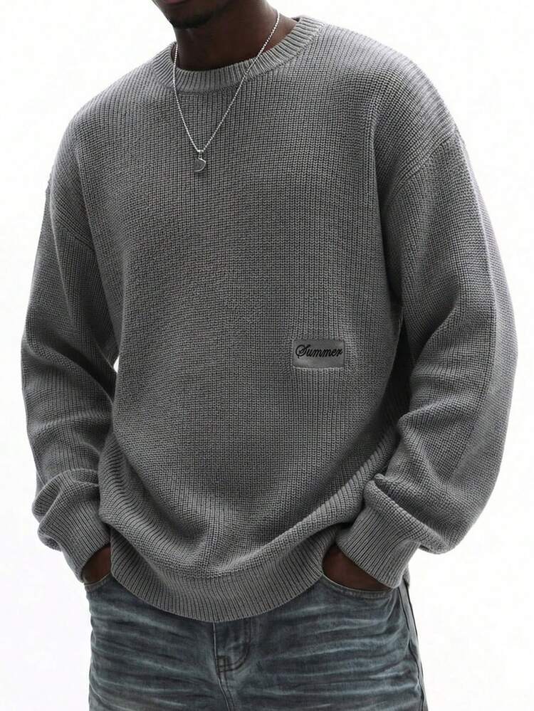 Ribbed Knit Crew Neck Pullover Sweater