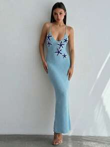 Aloruh Đầm slip hoa móc thủ công ôm sát dành cho nữ, thích hợp cho buổi hẹn hò lãng mạn và kỳ nghỉ biển, mùa xuân/hè. - Màu xanh lam - Xem 6