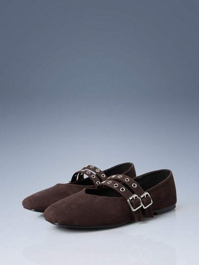 CUCCOO GRLICON 圆头系带女士平底乐福鞋，机车风、朋克风、芭蕾舞风，适合夏季度假、Y2K风格圣诞节穿着。