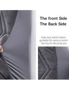 天鹅绒床头板套 全包覆式设计 超柔软绗缝衬垫 防尘 现代卧室装饰 纯色软垫升级 - 灰色 - 查看 6