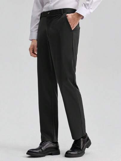 Officeau Men's Breathable Soft Straight Business Casual Pants Slim Suit Pants Loose Simple Spring To Summer