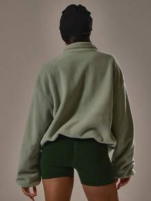 Musera Sport Sport Oversized Zip Through Embroidered Logo Fleece Active Gym Workout Casual Sonder Spring - Mint Green - View 2