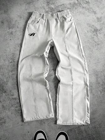 Pantalon de survêtement ample patchwork pour hommes, style de rue rétro