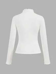 SHEIN EZwear 两件套灰色和白色休闲修身长袖T恤，秋冬季 - 彩色 - 查看 5
