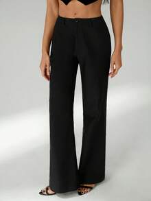SHEIN Tall Quần ống loe nữ mùa Xuân & Hè: Lãng mạn/Dự tiệc/Trang trọng/Sinh nhật/Phong cách thập niên 90/Công sở thường ngày/Thanh lịch/Trang phục miền Tây/Đi chơi/Thời trang/Thường ngày/Phong cách Y2K/Câu lạc bộ/Văn phòng/Tiệc cocktail/Cổ điển/Tiệc tưng bừng/Vui nhộn/Sang trọng/Phong cách quý tộc/Thời trang đường phố/Kỳ nghỉ/Buổi hòa nhạc đồng quê/Công sở/Kín đáo/Kỳ nghỉ xuân/Tiệc độc thân/Buổi hòa nhạc/Phong cách cá tính/Cơ bản/Lễ tốt nghiệp/Quần ống loe, Thu - màu đen - Xem 2