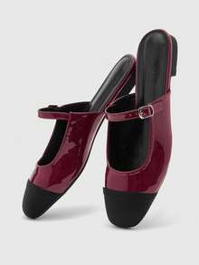 CUCCOO BIZCHIC Zapatos planos de mujer con diseño de color block, sencillo y de moda. Diseño hueco, adecuado para el lugar de trabajo, la oficina y el transporte. Zapatos de mujer cómodos y elegantes, versátiles para vacaciones. - Burdeos - Ver 10