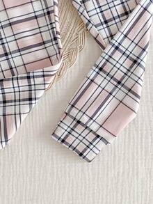 2pcs Young Girl' Casual Cute Bear Print Top And Classic Plaid Leggings Set, Snug Fit Loungewear Bow Pjs Kids Pj Set Girl Pink Teddy Bear Pajama Set Bow Pajama Set Bear Pajamas "Tight Fit Pajama","Tight Fit","Snug Fit