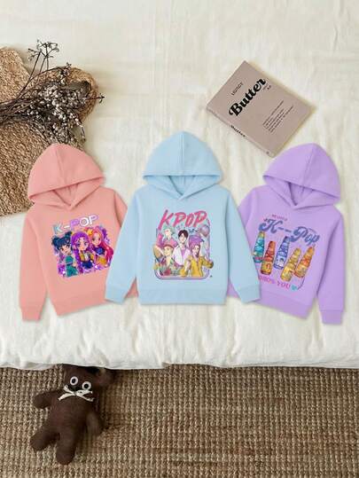 Sudadera para niña estilo casual moderno estampado animado tela suave holgada con capucha manga larga otoño invierno uso diario sudadera