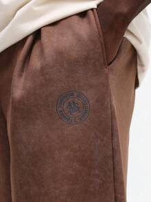 SUMWON Wide Fit Pleated Sweatpants With Elastic Waistband Casual Loose Fit Comfortable Everyday Lounge Pants For Relaxed Streetwear Style - Brown - View 6