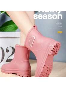 新款雨鞋/鞋套，防滑耐磨橡胶雨靴，短筒男女成人防水鞋，时尚厨房靴夏季降温，沙滩，旅行 - 彩色 - 查看 6