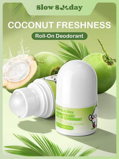 SlowSunday Deodorant Roll-On For Women & Men, Fresh &Coconut Peach Paraben Free Certified Cruelty Free & Vegan Deodorant - Prevents Odor Up To 25 Hours, For Valentine's Day, Valentines Gift, Valentines Day Gift, Ideal For Party