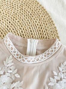 Vintaside Kids Đầm ngắn tay cổ tròn thời trang và sành điệu cho bé gái, thích hợp cho mùa xuân và mùa hè, phù hợp cho các bữa tiệc, sinh nhật hoặc các buổi biểu diễn ở trường. - Màu be - Xem 5