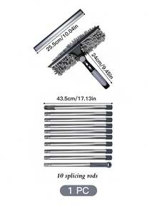 2-In-1 High-Rise Window Cleaning Kit With 10 Extension Rods For High-Rise Glass Wipe And Scraper, Reusable Microfiber Pad, No Power Required, Machine Washable, Ideal Mother's Day Gift - Multicolor - View 14