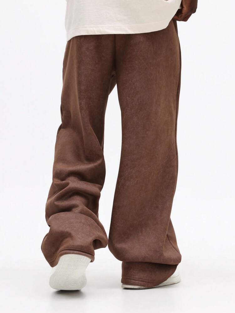SUMWON Wide Fit Pleated Sweatpants With Elastic Waistband Casual Loose Fit Comfortable Everyday Lounge Pants For Relaxed Streetwear Style