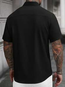 Manfinity Homme Camisa de manga corta casual y de negocios para hombres en color blanco - Negro - Ver 2