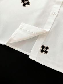 Resyla 女士休闲通勤全印花宽松长袖衬衫 - 彩色 - 查看 5