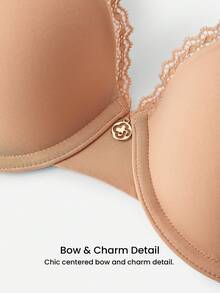 LUVLETTE Sujetador de lencería clásico con efecto push-up y encaje, con soporte para curvas y acabado liso en color nude - Camel - Ver 11