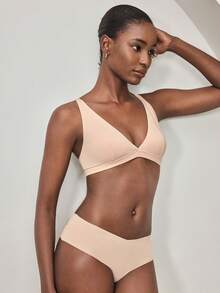 Ocili Women's Solid Color Simple Everyday Bra - Apricot - View 5