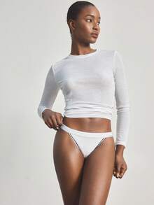 Ocili 100% Cotton Baby Pink Soft Comfy Icy Silk Cotton Cheeky Panties For Women - White - View 2