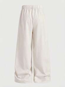 EASEVO Plus Size Men's Solid Color Pleated Waist Belt Loop Casual Loose Pants - Apricot - View 9