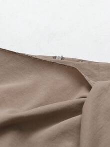 GlowEve 女士裹身长袖上衣和系腰半裙优雅两件套 - 卡其色 - 查看 4