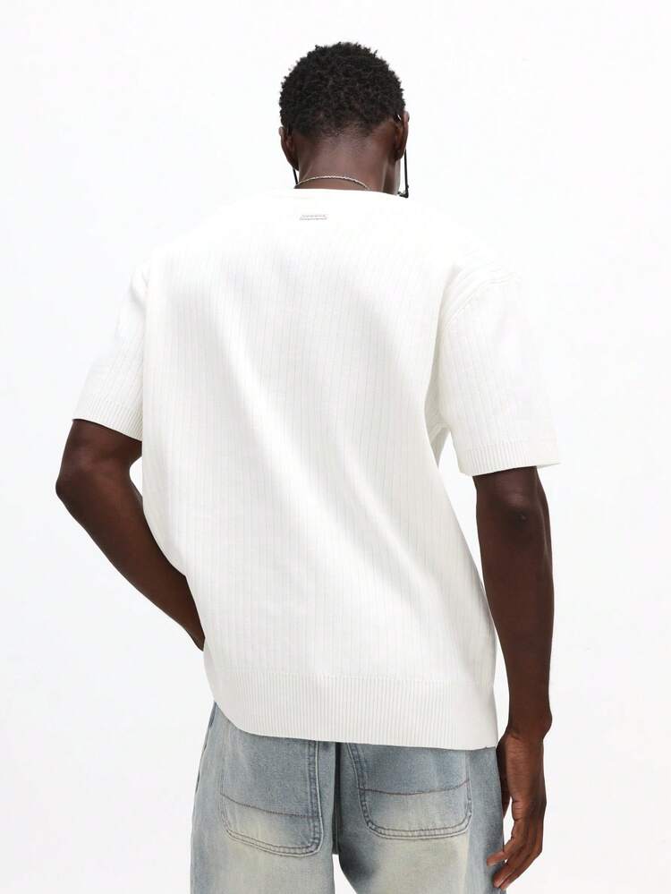 Relaxed Fit Crew Neck Ribbed Knit Tee