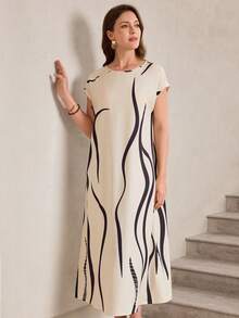 Miaspire 女士印花圆领短袖休闲连衣裙 - 彩色 - 查看 6