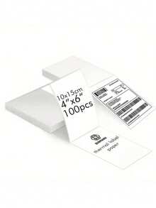 100/ 200PCS White Thermal Shipping Label Paper 4X6 Inches Compatible With Label Printer For Packaging Mailing Business Home Office Use Multipurpose Sticker Adhesive Paper Holiday - White - View 4