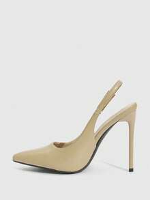 CUCCOO SZL Women's Pointed Toe Stiletto High Heel Black Fashion Sexy Evening Party Pumps With Ankle Strap Valentine's Day - Apricot PU - View 5