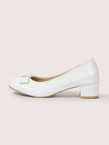 CUCCOO DOLLMOD 女士黑色时尚经典可爱蝴蝶结学院风洛丽塔风格玛丽珍低跟鞋 - 白色 - 查看 8