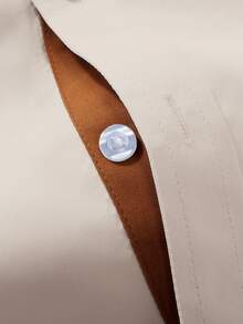 Calvornis Men's Casual Business Commuter Long Sleeve Shirt With Emblem Decor, Spring/Autumn Beige Shirt, Formal, Ceremony - Apricot - View 6
