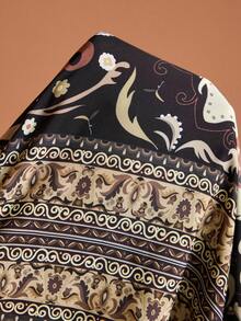 JIAN LASALA All-Over Print Woven V Neck Flared Bell Long Sleeves Elastic Waist Drawstring Loose Women Top For Women Resort Wear Beach Wedding Guest - Multicolor - View 7