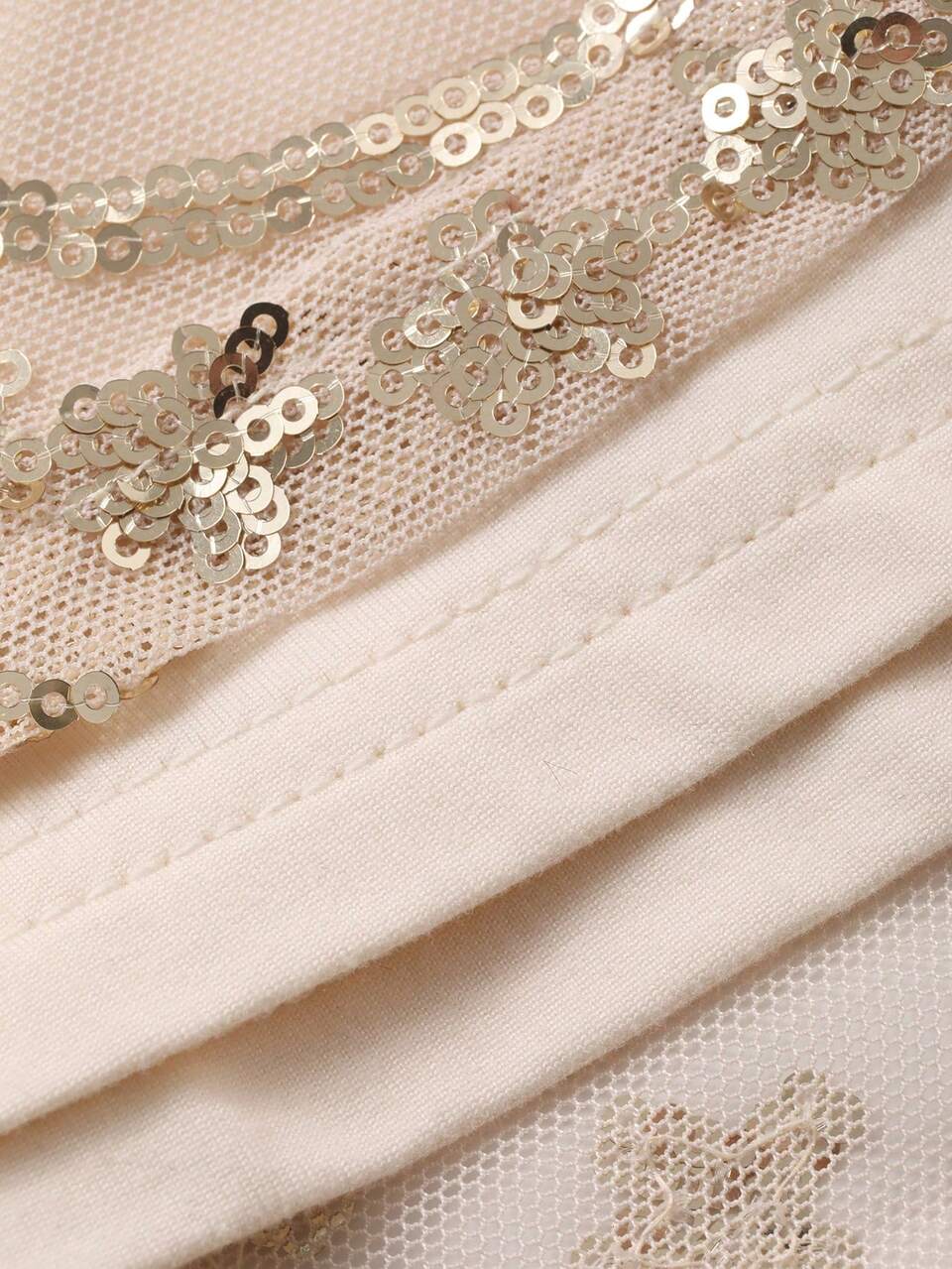 Women's Elegant Party Dress,Beige Sequin Mesh Patchwork Flare Sleeves Mermaid Hem Maxi Sundress For Autumn Dining,Spring Summer Floral Dresses