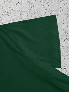 EMERY ROSE Camiseta de mujer con cuello redondo y estampado de letras enlatadas - Verde militar - Ver 4