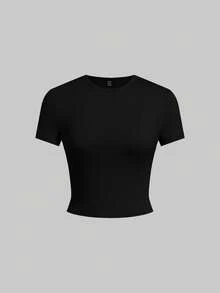 SHEIN EZwear Bộ 5 áo thun ngắn tay dáng ôm, màu trơn cơ bản. - Nhiều màu - Xem 5