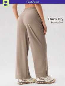 OutZeal Women Sports Pants Camping Hiking Quick-Drying Cool Touch High Waistband Wide Leg Bottom - Khaki - View 1