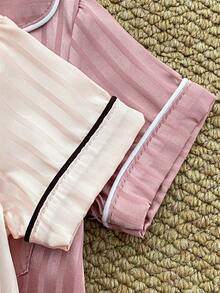 4件套女婴长袖短裤睡衣套装，仿丝绸提花面料 - 彩色 - 查看 5