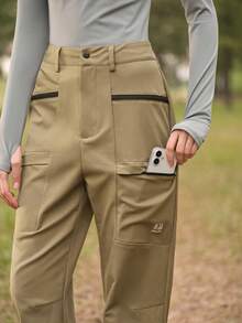 SHEIN In My Nature 女士休闲百搭户外裤，带腰带环 - 摩卡棕 - 查看 2