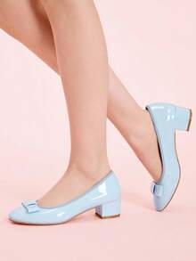 CUCCOO DOLLMOD 女士黑色时尚经典可爱蝴蝶结学院风洛丽塔风格玛丽珍低跟鞋 - 藍色 - 查看 5