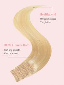 9AM Hair 接发 4 件装，含 8 个接发夹 直发夹接发 100% 真人发色 613# 浅金色 12-18 英寸双纬隐形接发 雷米天然真人发 适合女性女孩日常全头使用 接发 运动 度假 旅行 节日 舞会 户外 角色扮演 校园 学校 海滩 婚礼 露营 假日装扮 夏季装扮 魅力 优雅休闲 Y2K 时尚风格 SS25 关键词 万圣节服装 - S613 - View 5
