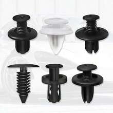 100 PCS Of Bumper Clips, Car Clips, Plastic Rivets, A Set Of Car Fasteners With Various Sizes, Including Push-Type Fasteners And AFastener Removal Tool. - Black and White - View 2