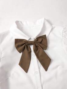 SHEIN 2件套少女串珠蝴蝶结优雅露脐上衣和裙子套装，适合生日派对、宴会、舞会、晚礼服、花童、伴娘、毕业典礼、选美比赛、节日庆典等场合。 - 彩色 - 查看 4