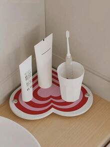 Joivida Cartoon Heart-Shaped Diatomite Absorbent Mat Multi-Functional Drainage Storage Rack For Bathroom Hotel Vanity - Multicolor - View 6