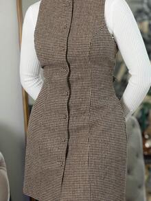 Melissa Matos 女士千鸟格印花领无袖迷你连衣裙 - 彩色 - 查看 6