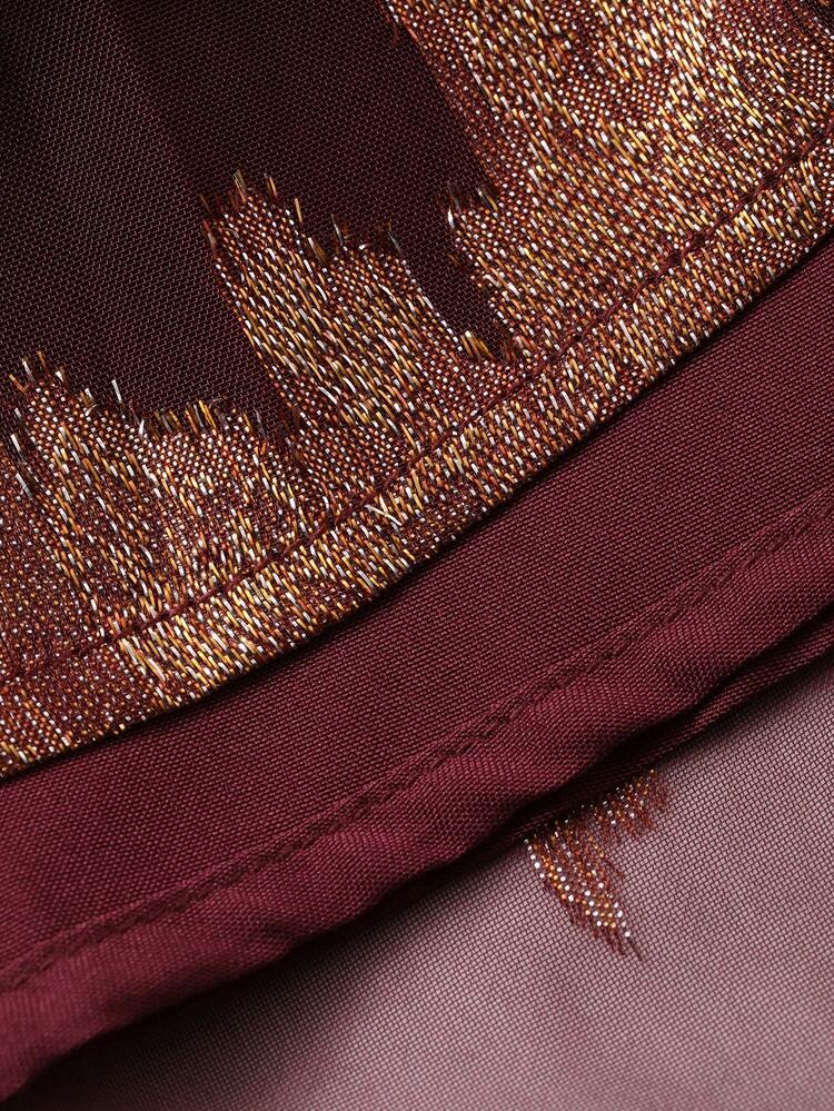 Women's Elegant Floral V-Neck Puff Sleeve Blouse And Skirt 2-Piece Set, Autumn/Winter