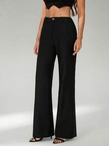 SHEIN Tall Quần ống loe nữ mùa Xuân & Hè: Lãng mạn/Dự tiệc/Trang trọng/Sinh nhật/Phong cách thập niên 90/Công sở thường ngày/Thanh lịch/Trang phục miền Tây/Đi chơi/Thời trang/Thường ngày/Phong cách Y2K/Câu lạc bộ/Văn phòng/Tiệc cocktail/Cổ điển/Tiệc tưng bừng/Vui nhộn/Sang trọng/Phong cách quý tộc/Thời trang đường phố/Kỳ nghỉ/Buổi hòa nhạc đồng quê/Công sở/Kín đáo/Kỳ nghỉ xuân/Tiệc độc thân/Buổi hòa nhạc/Phong cách cá tính/Cơ bản/Lễ tốt nghiệp/Quần ống loe, Thu - màu đen - Xem 4