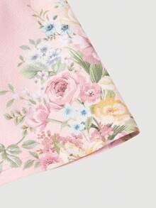 SHEIN MOD Quần short nữ thanh lịch in họa tiết hoa, có thắt lưng dệt, thích hợp cho mùa xuân, mặc hàng ngày, đi vườn, đi nghỉ mát. - Hồng - Xem 5